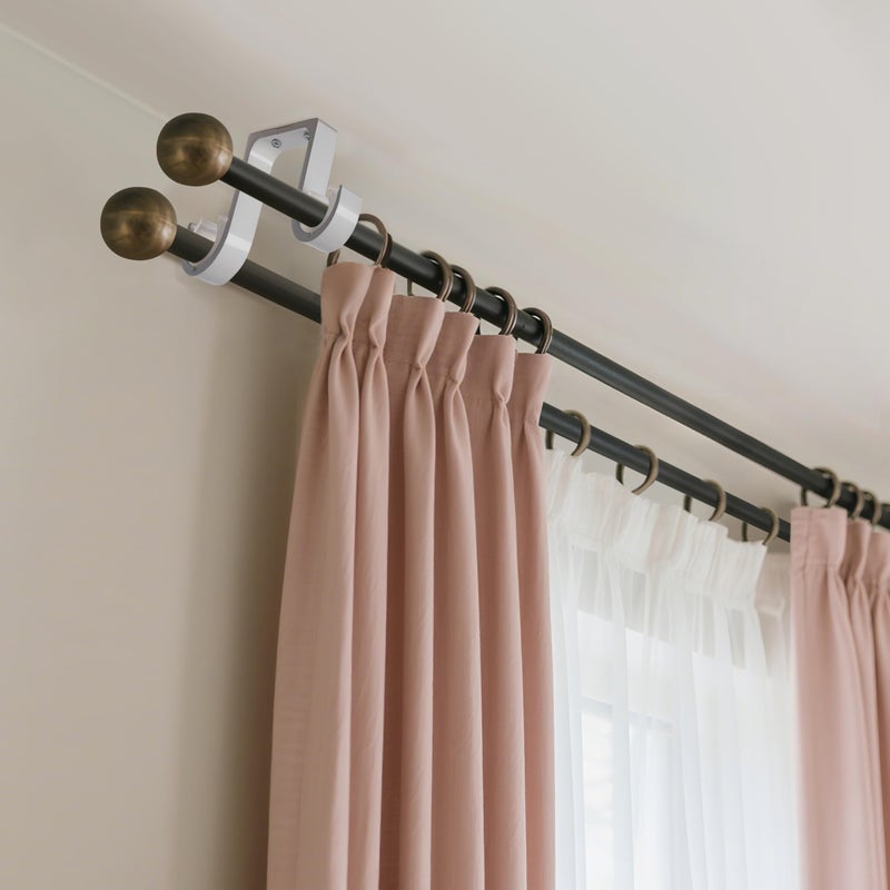 AddGrace Heavy Duty Double Curtain Rod Holders 2 Pack-Ceiling Curtain Rod Brackets Drilled Aluminum Alloy for Bedroom Living Roomï¼ˆWhiteï¼‰ - Image 5
